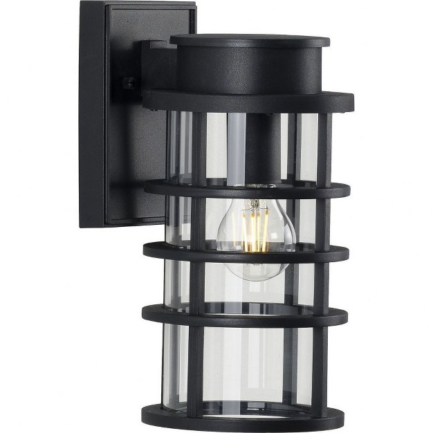 Progress Lighting Port Royal 1 light Wall Lantern Black Clear Glass Shade