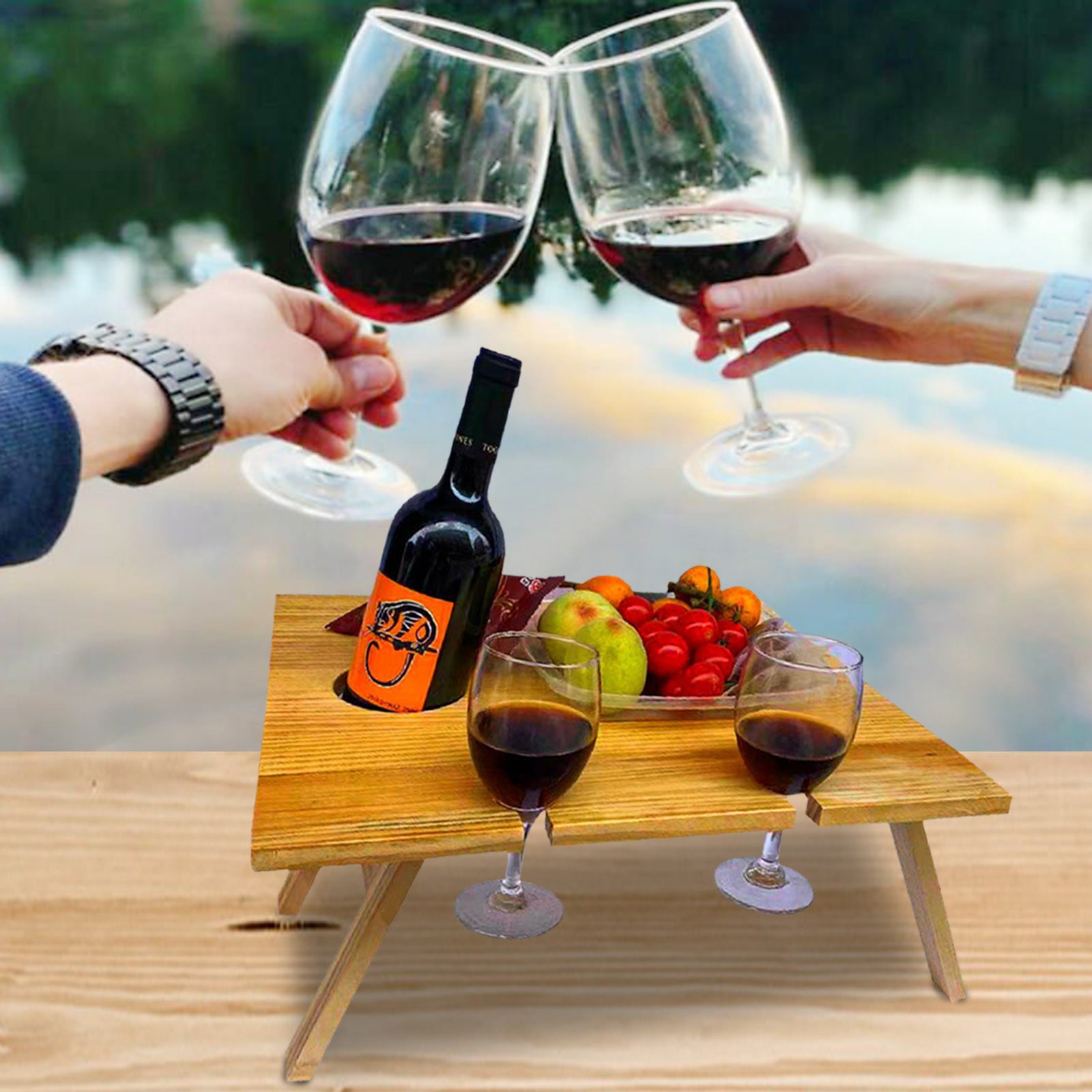 Summer Savings Clearance 2023! WJSXC Home Tools，Wooden Outdoor Folding Table Portable Picnics Table Arrangement Wine Glass Table Khaki