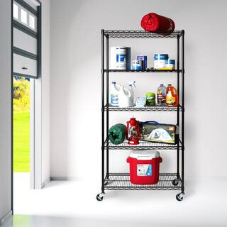 Seville Classics UltraDurable Black 5-Tier NSF-Certified Steel Wire Garage Storage Shelving Unit (36 in. W x 72 in. H x 18 in. D) WEB691