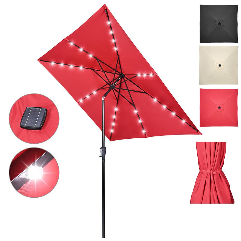 Yescom Prelit Patio Umbrella with Lights Square 9' 8-Rib