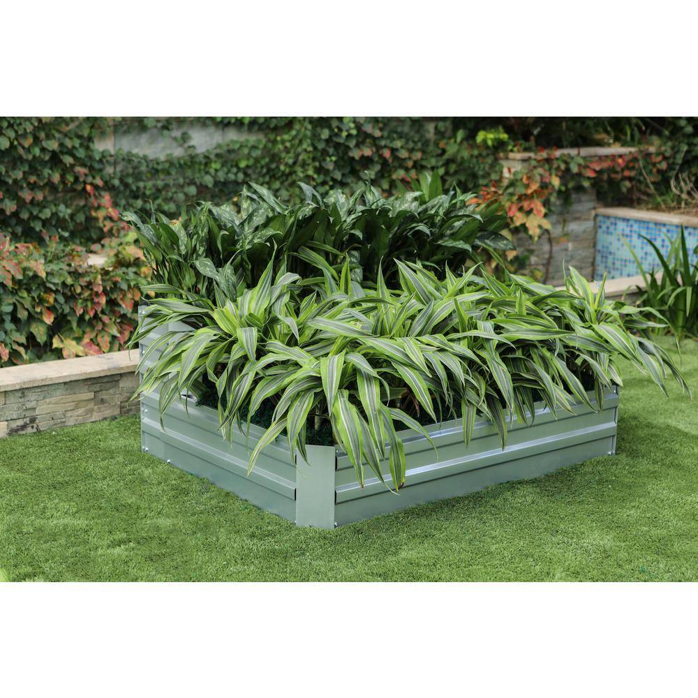 LuxenHome 2-Tier Galvanized Metal Raised Garden Bed WHPL1274