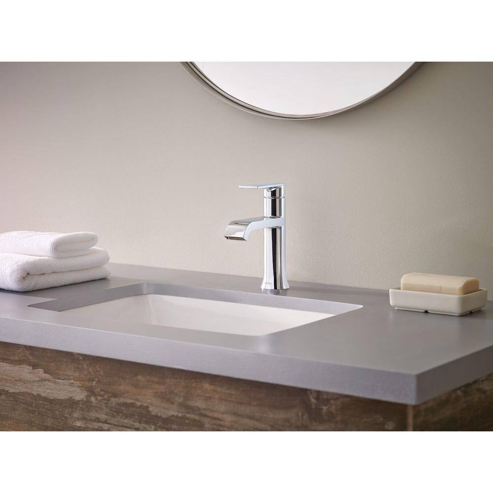 MOEN Genta Single-Handle Single Hole Bathroom Faucet with Hand Towel Bar in Polished Chrome TWS84760-TR