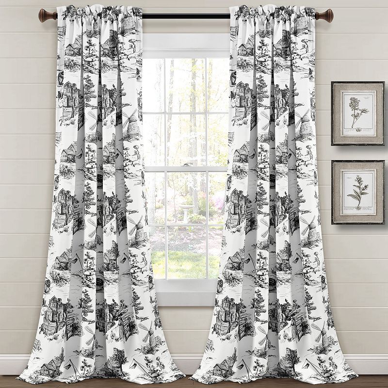 Lush Decor French Country Toile Room Darkening Window Curtain Set