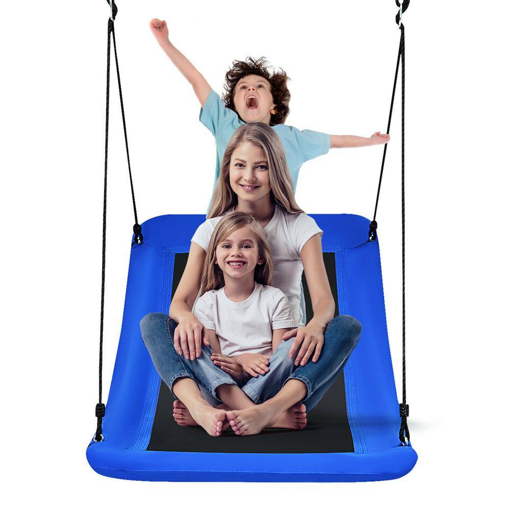 Gymax 700 lbs. Giant 60 in. Skycurve Platform Tree Swing for Kids Muti-person and Adults Blue GYM08935