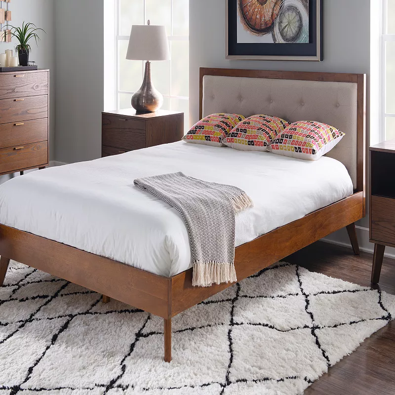 Linon Reid Mid-Century Modern Platform Queen Bed