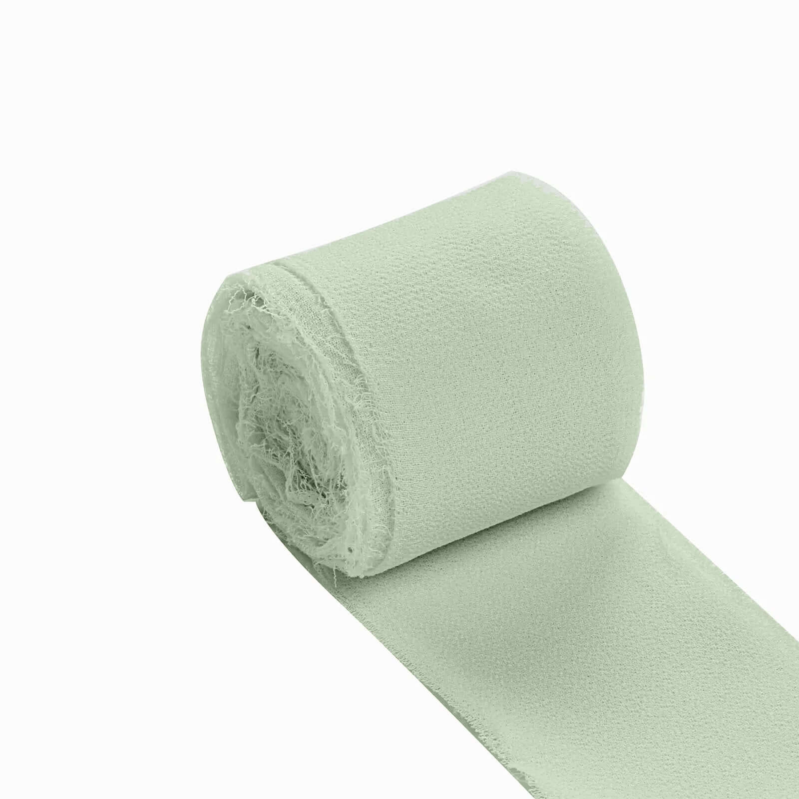 2 Pack Sage Green Silk-Like Chiffon Ribbon Roll, DIY Wedding Bouquet Linen Wrap 6yds