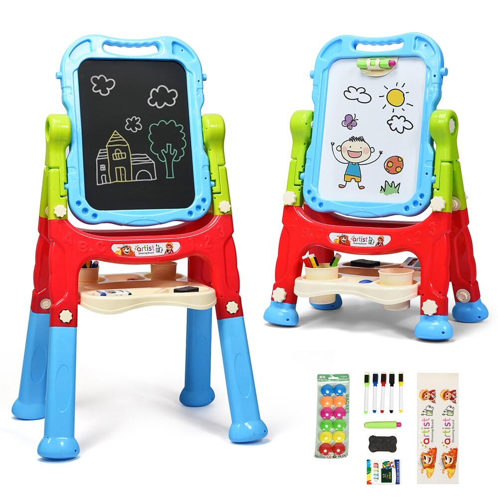 Costway Height Adjustable Kids Art Easel Magnetic Double Sided Board