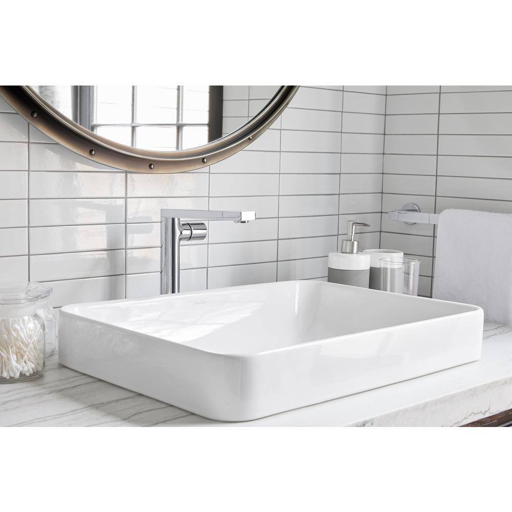 KOHLER Vox Rectangle Vitreous China Vessel Sink in White with Overflow Drain K-5373-0