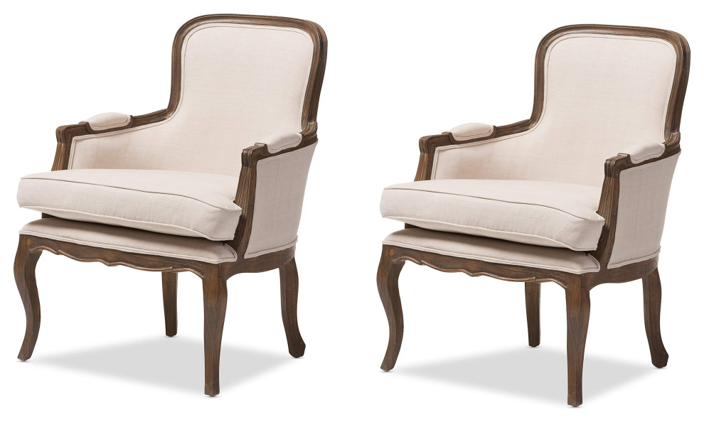 Baxton Studio Napoleon Traditional French Accent Chair  Ash  Set of 2   Traditional   Armchairs And Accent Chairs   by VirVentures  Houzz