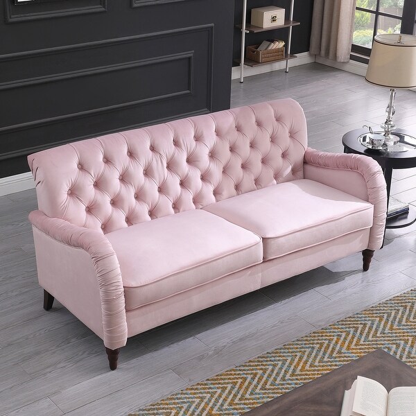 3 Seater Sofa Modern Velvet Upholstered Sofa， Lounge Couch for Living Room