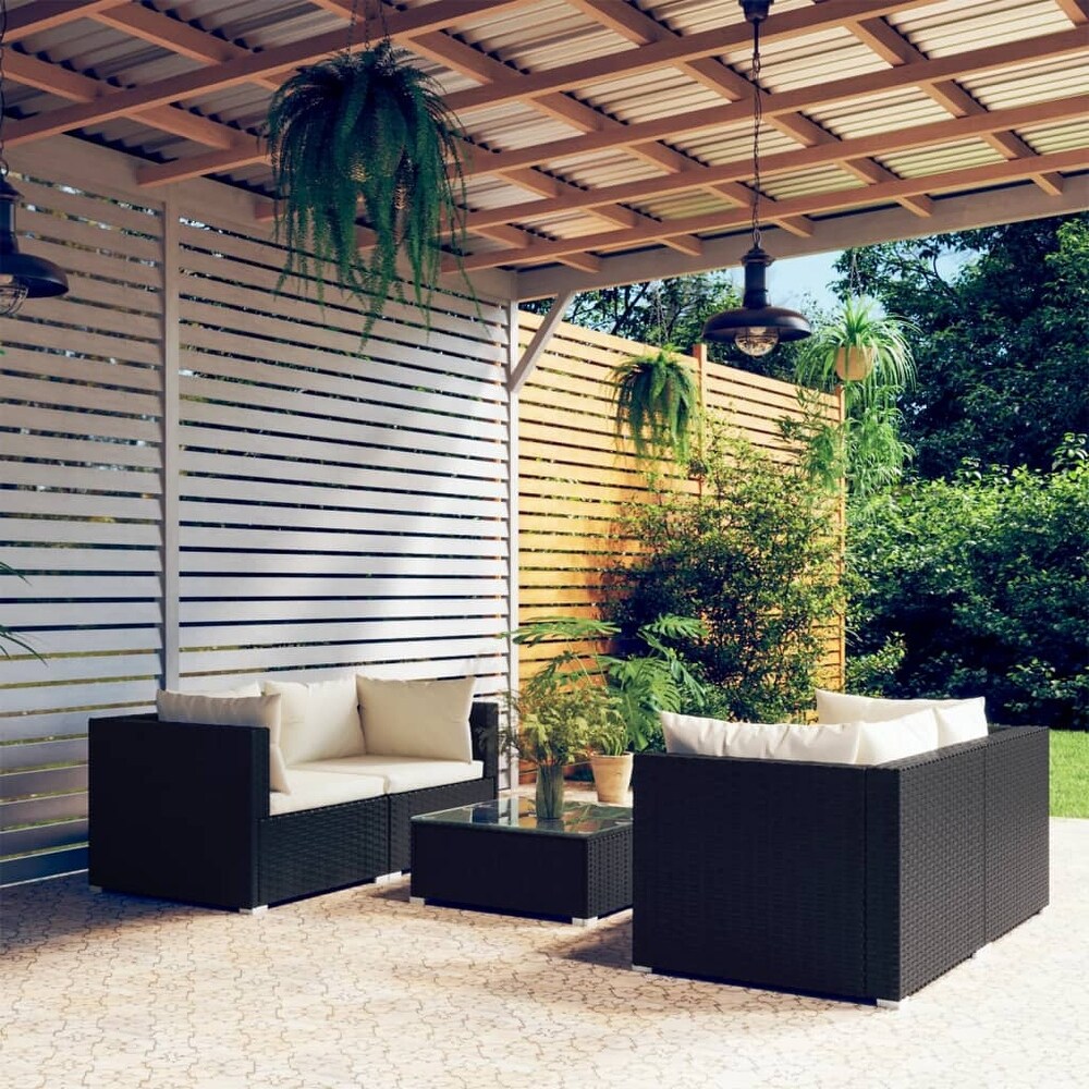 vidaXL Patio Lounge Set Outdoor Sectional Sofa Set Table Garden Poly Rattan