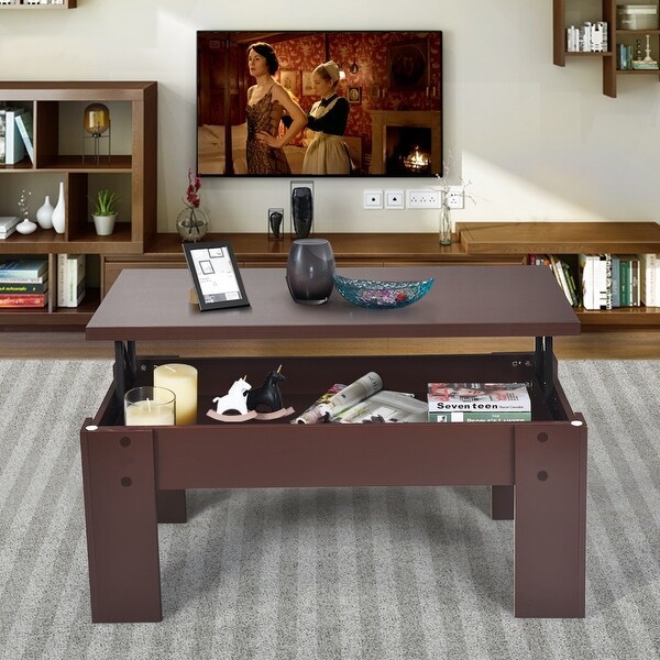 Costway Lift Top Coffee Table Pop-UP Cocktail Table w/Hidden - See Details