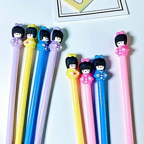 Gel Pens Set Fashion Cute Candy Color Colorful Kawaii Lovely Cartoon Japanese Girls Doll Kimono Girl Doll Gel Ball Pens Gel Ink Pen Office School Supp