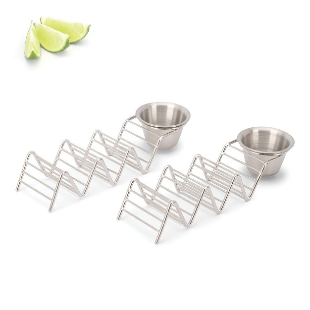 2 Lb Depot Stainless Steel Stackable Taco Holders Holds 2 5 Hard Or Soft Tacos Five Styles Available Set Of 2