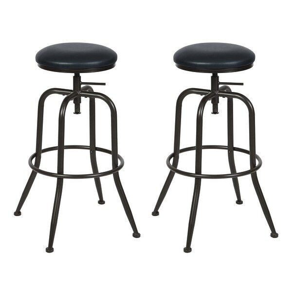 Homylin Faux Leather Adjustable Height Bar Stool(Set of 2)