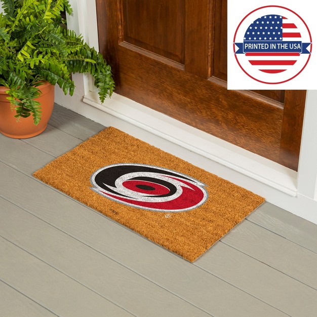 Evergreennhlcarolina Hurricanes Logo Natural Coir 28 X 16 Inches Indoor Outdoor Doormat