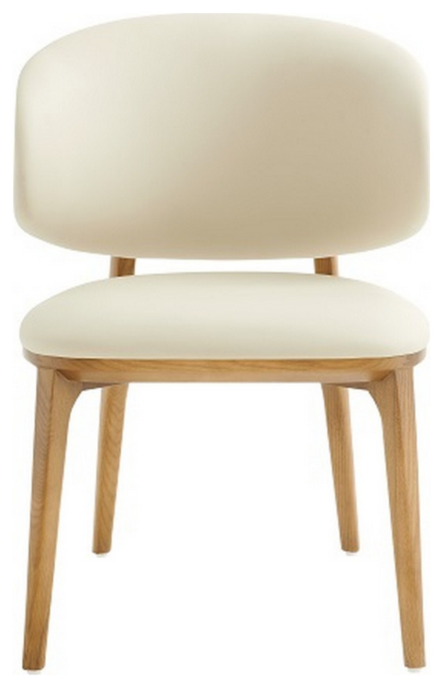 Cid 22 quotDining Chair  Curved Backrest  Vegan Faux Leather  Cream Fabric   Dining Chairs   by VirVentures  Houzz