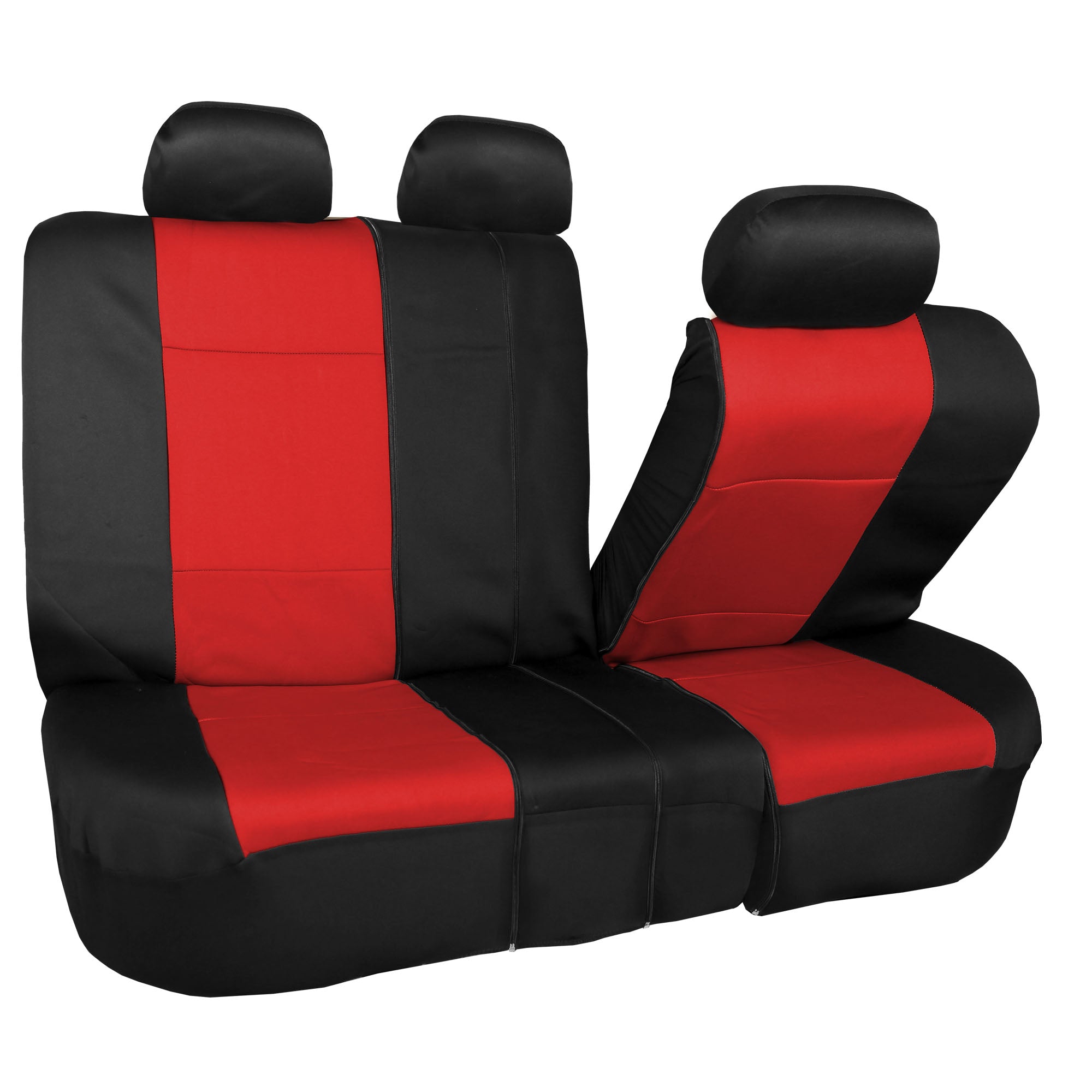 FH Group Neoprene 3 Row Car Seat Covers For SUV VAN TRUCK， Airbag Compatible Split Bench 8 Seaters， Red Black