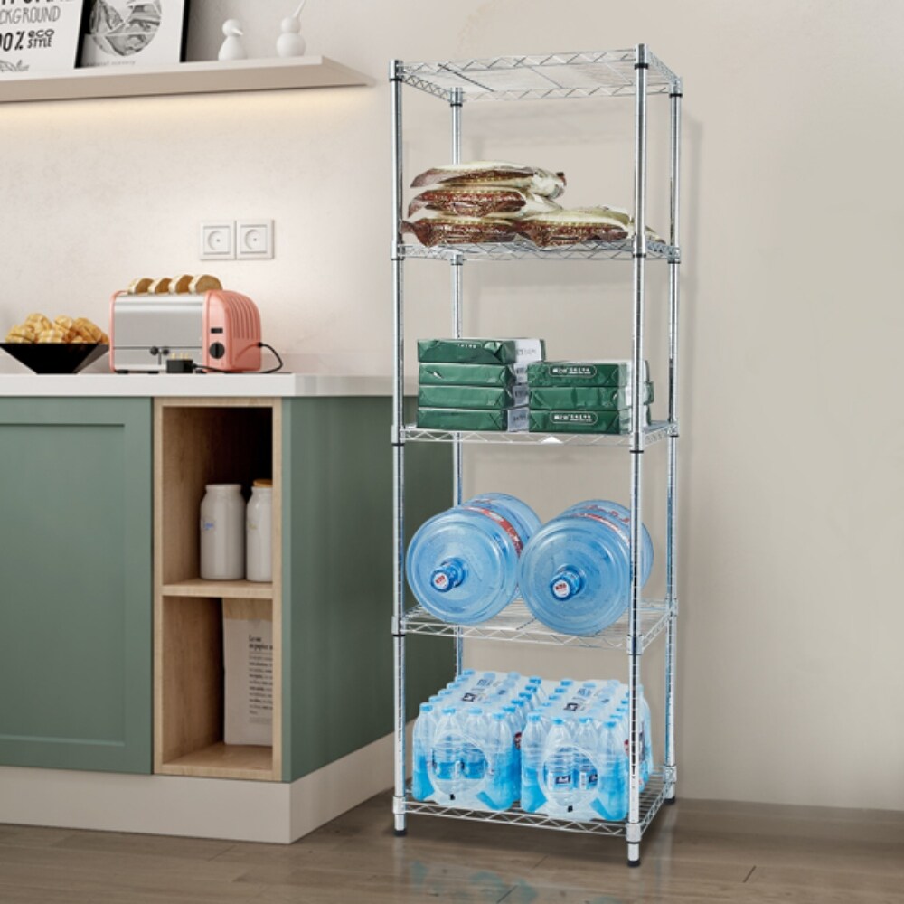 5 Tier Chrome Shelving Unit   (21.65 x 17.72 x 70.87)\