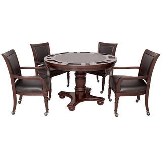 Hathaway Bridgeport 2-in-1 Poker Game Table Set in Walnut Finish BG2348W