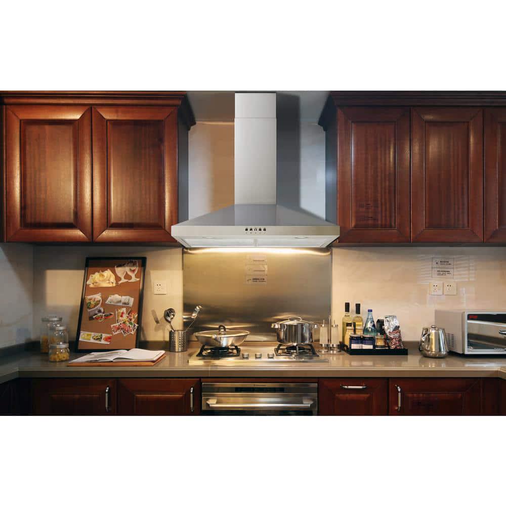 Winflo 30 in Convertible Wall Mount Range Hood in Stainless Steel with Mesh Filters and Push Button Control