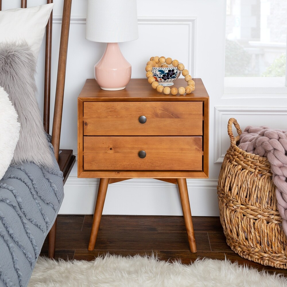 Middlebrook Mid century Modern Solid Wood 2 drawer Nightstand