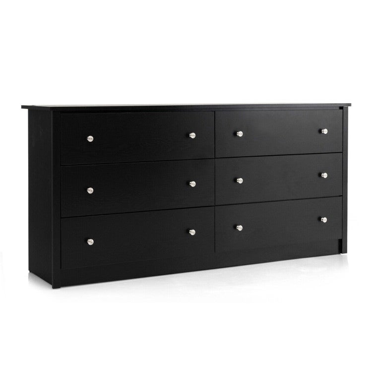 6-Drawer Double Dresser Wide Storage Cabinet with Mental Knobs - - 36504614