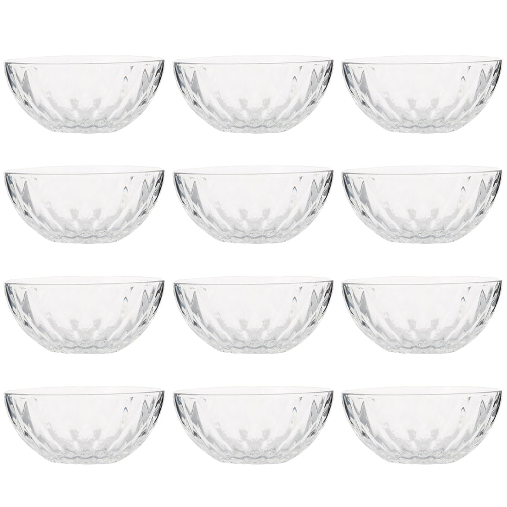 12 Pcs/2 Set Diamond Glass Salad Bowl Practical Rice Soup Fruits Dessert Storage Bowl with Box for Home Kitchen Use (Transparent