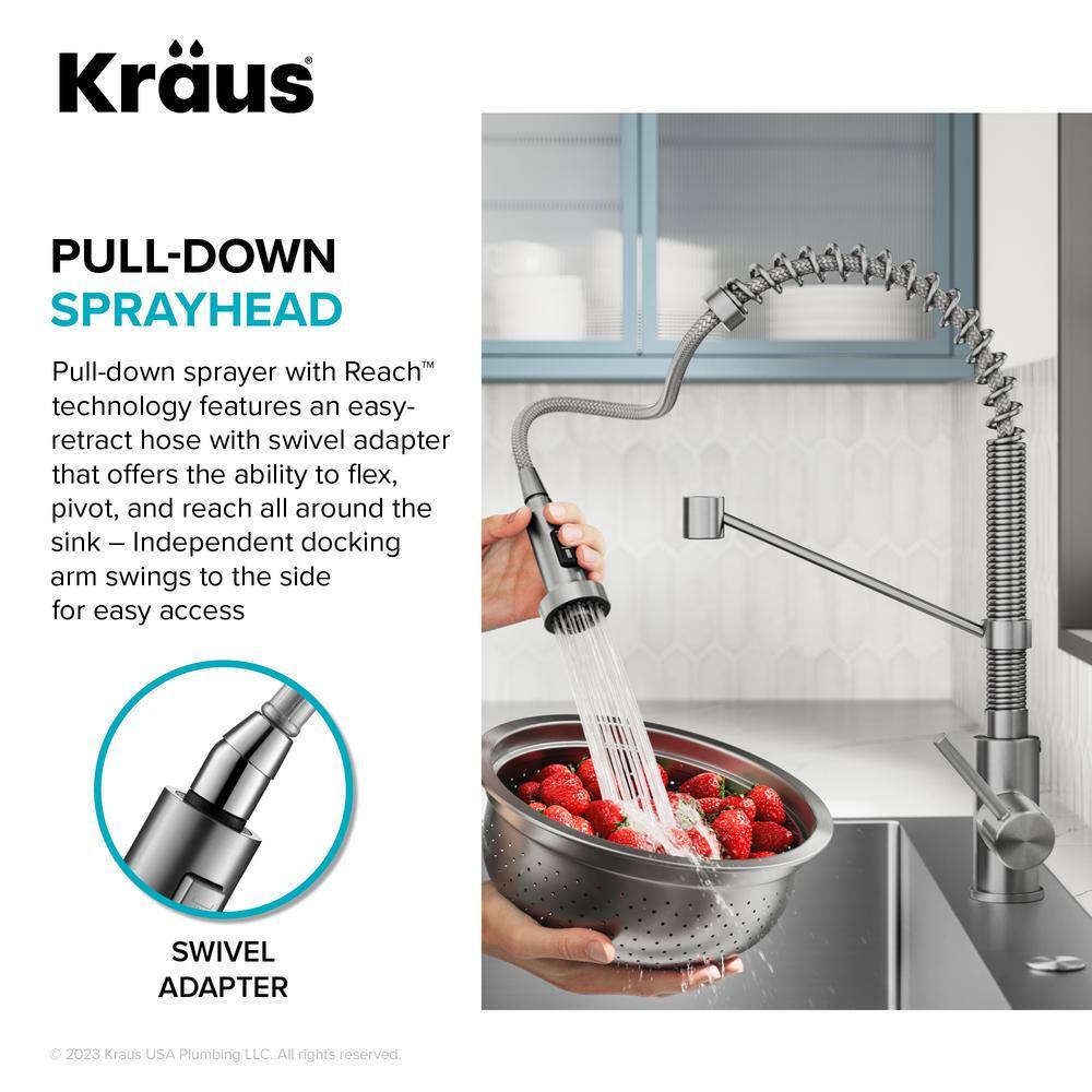 KRAUS Loften 33 in. Drop-inUndermount Double Bowl Stainless Steel Kitchen Workstation Sink with Faucet and Accessories KWT302-3318-1610SFS