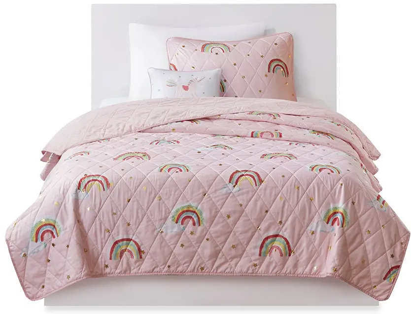 Pink and Rainbow Full Alicia 4 Piece Bedding Collection