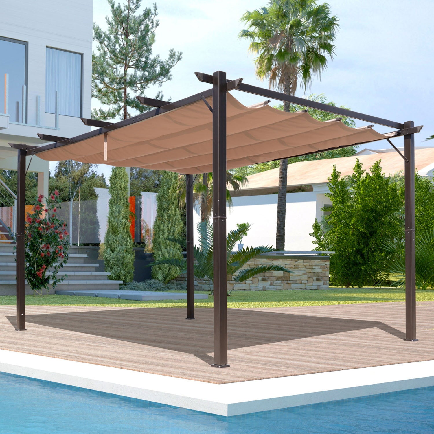 10’ x 13’ Aluminum Outdoor Pergola Gazebo Backyard Canopy Cover