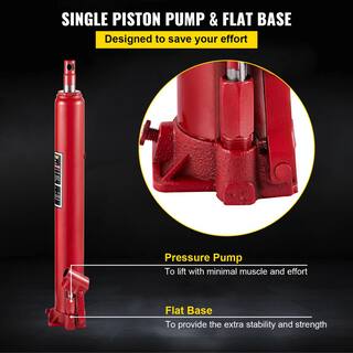 VEVOR 4-Tons 8818 lbs. Red Hydraulic Long Ram Jack Manual Cherry Picker with Single Piston Pump Flat Base and Handle ZGYYQJDHSDG4TJT27V0