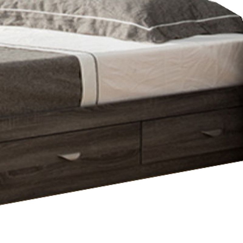 Grained Wooden Frame Twin Size Chest Bed with 3 Drawers， Distressed Gray