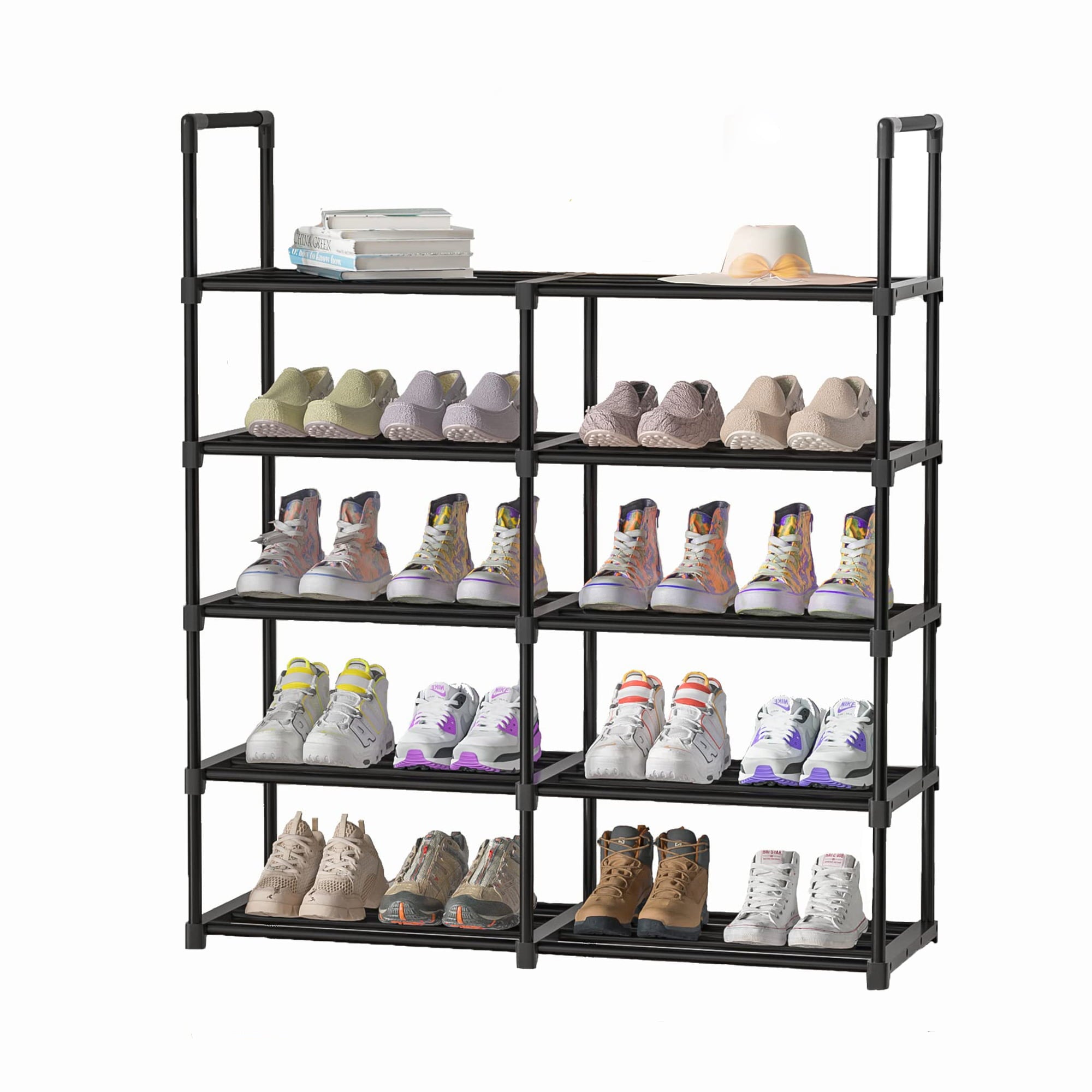 5-Tier 20 Pairs Portable Shoe Rack Shoe Organizer Storage Stand, Expandable for Heels,Boots, Black