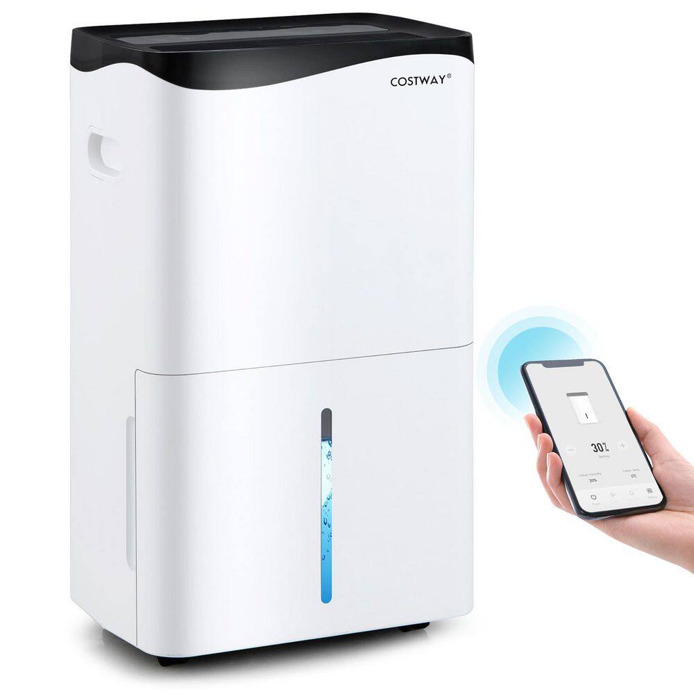 Costway 100-Pint Dehumidifier for Home  Basements wSmart App Alexa Control ES10106US-WH