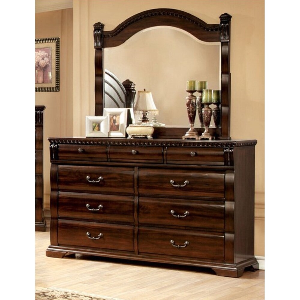 Tay Traditional Cherry 2 piece 9 Drawer Dresser and Mirror Set by Furniture of America