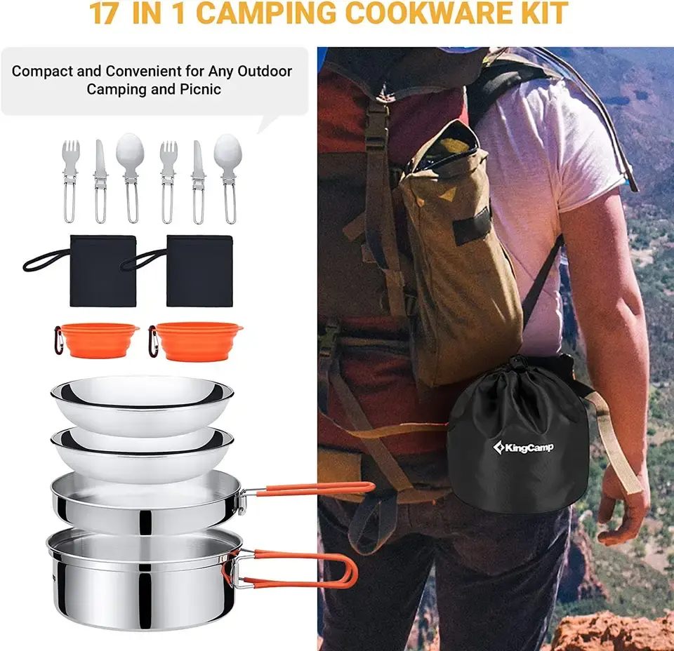 LARIBON High Efficiency Camping Cookware Cooking Set Polished Matt Finished Cookware