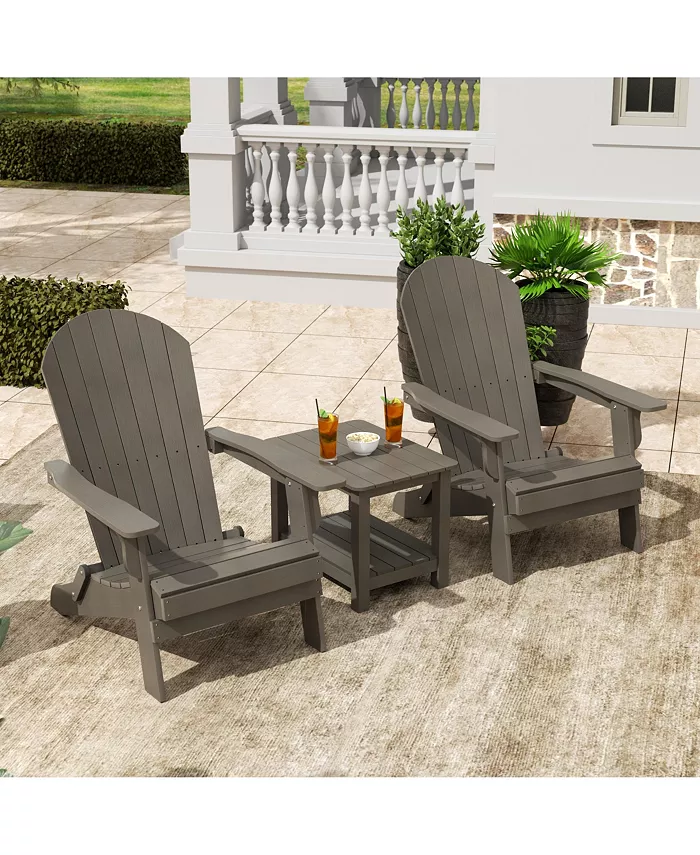 WestinTrends 3-Piece Outdoor Folding Adirondack Chair with Side Table Set