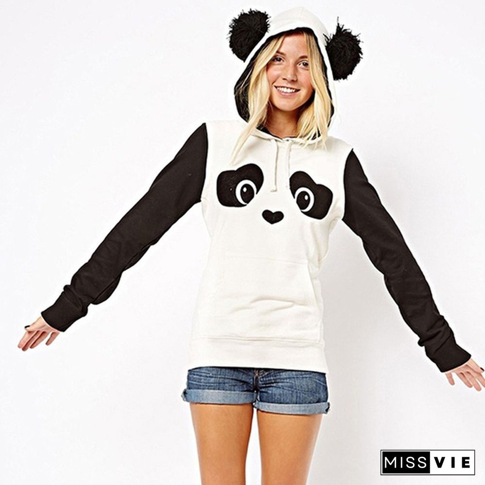 hoodie sweatshirt Women Panda Fleece Pullover Hoodie Sweatshirts Jumper Hooded Sweater Coat Tops