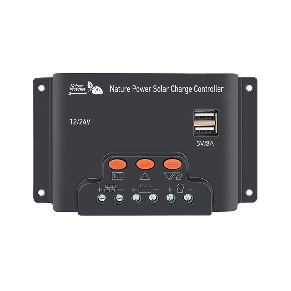 NATURE POWER 200-Watt 12-Volt Monocrystalline Complete Solar Panel Kit with 12-Volt Charge Controller and 400-Watt Inverter 50201