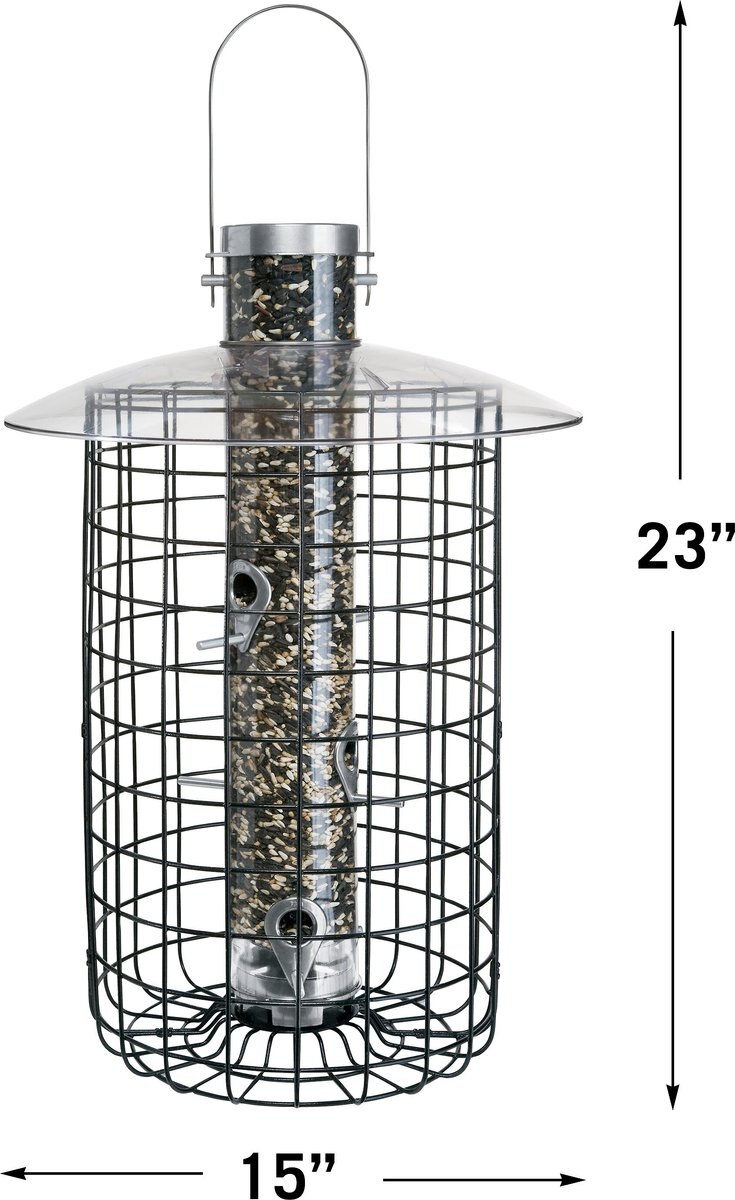 Droll Yankees B7 Sunflower Domed Cage Shelter Bird Feeder， 20-in