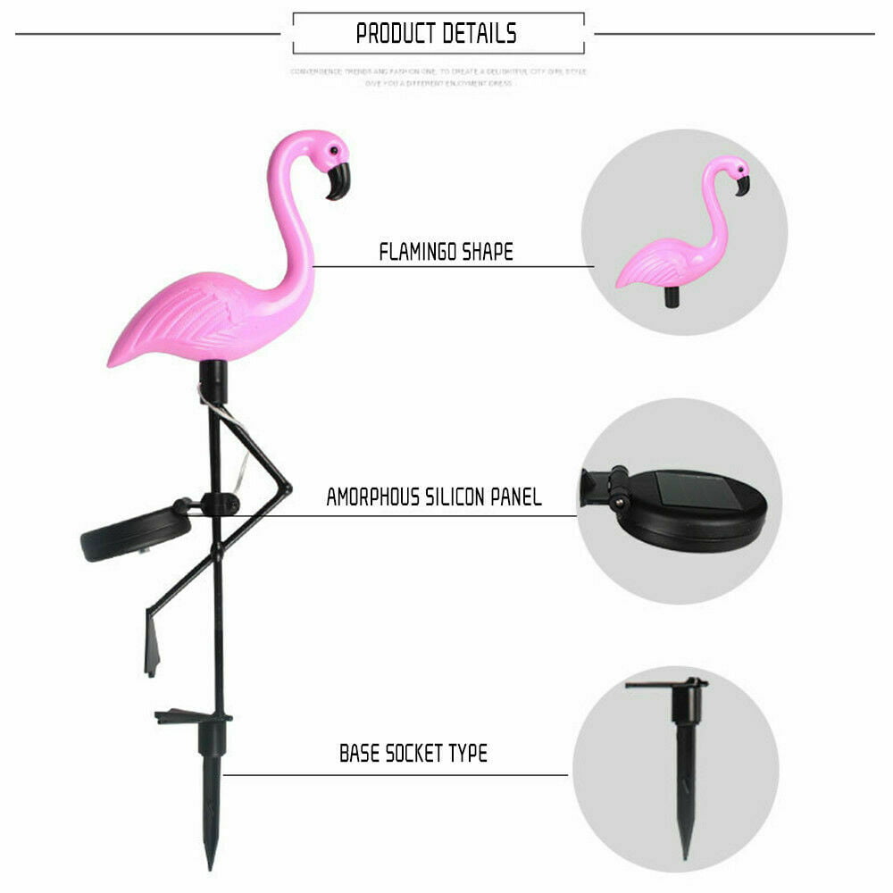 1pc Outdoor Solar Lights Waterproof Flamingos Garden Decor Lights