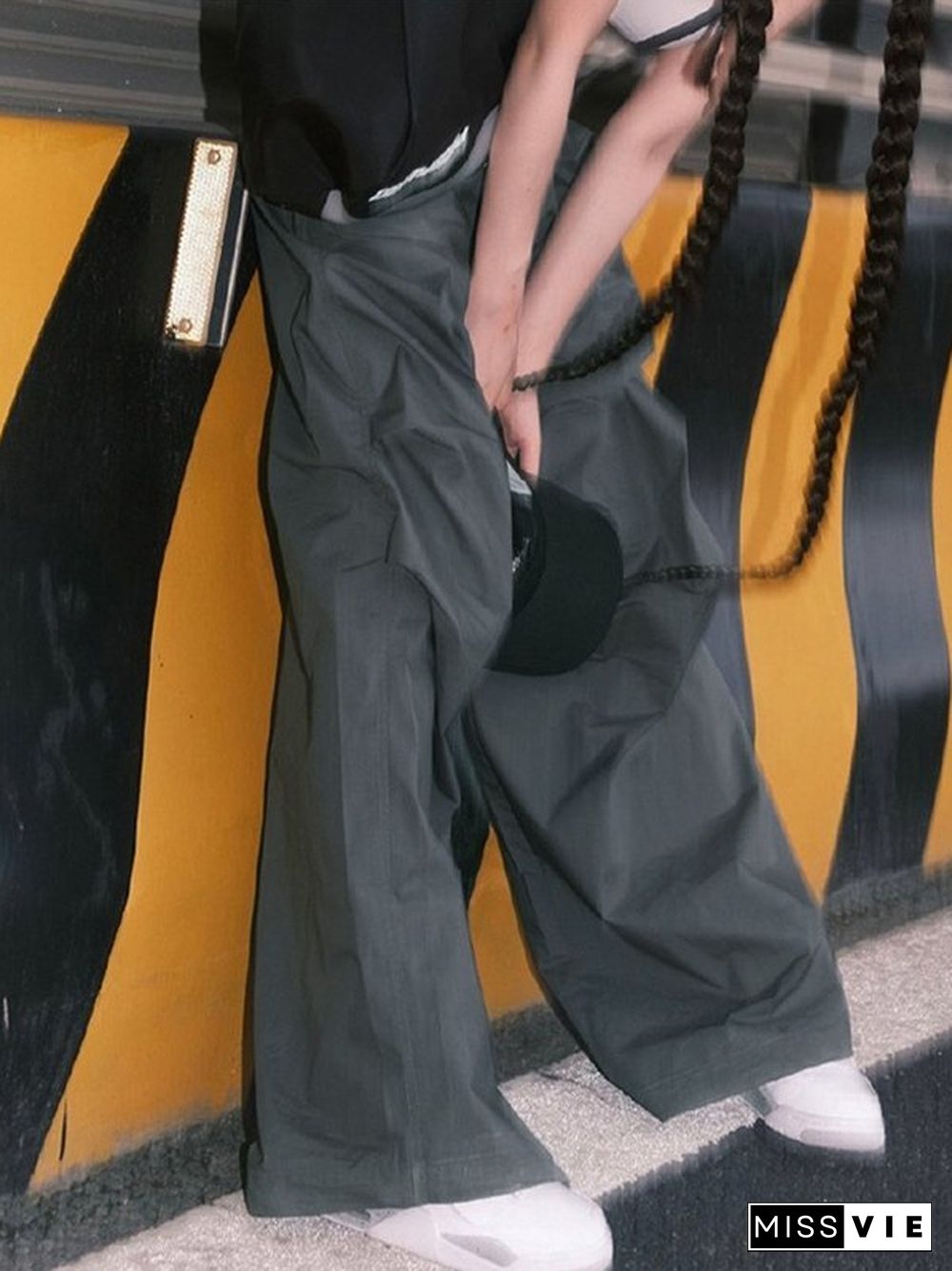 Gray Y2K Baggy Cargo Pants