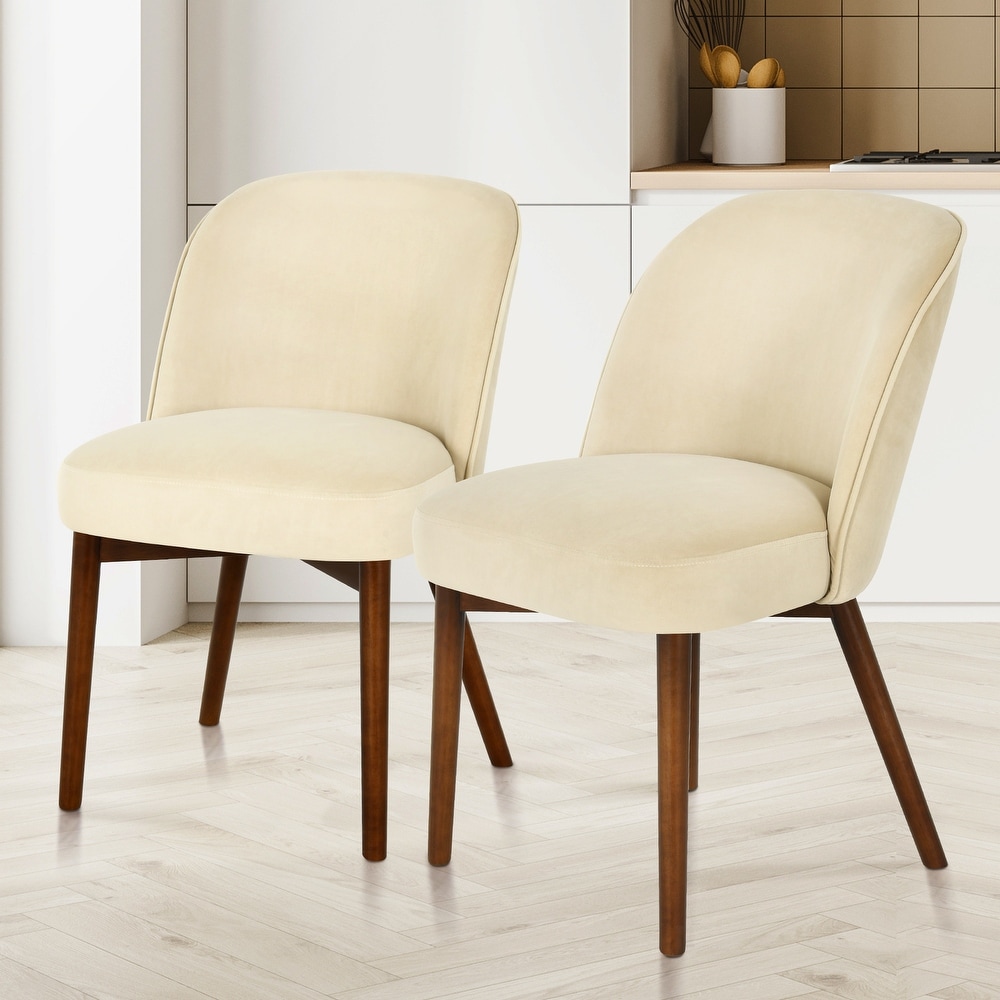 Moasis Velvet Upholstered Solid Wood Dining Chair (Set of 2)