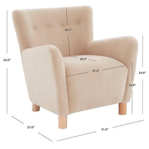 SAFAVIEH Couture Carey Faux Shearling Accent Chair - 31 IN W x 27 IN D x 33 IN H