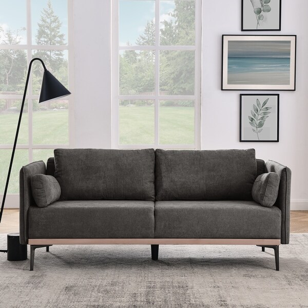 Modern Sofa 3Seat Couch with Stainless Steel Trim