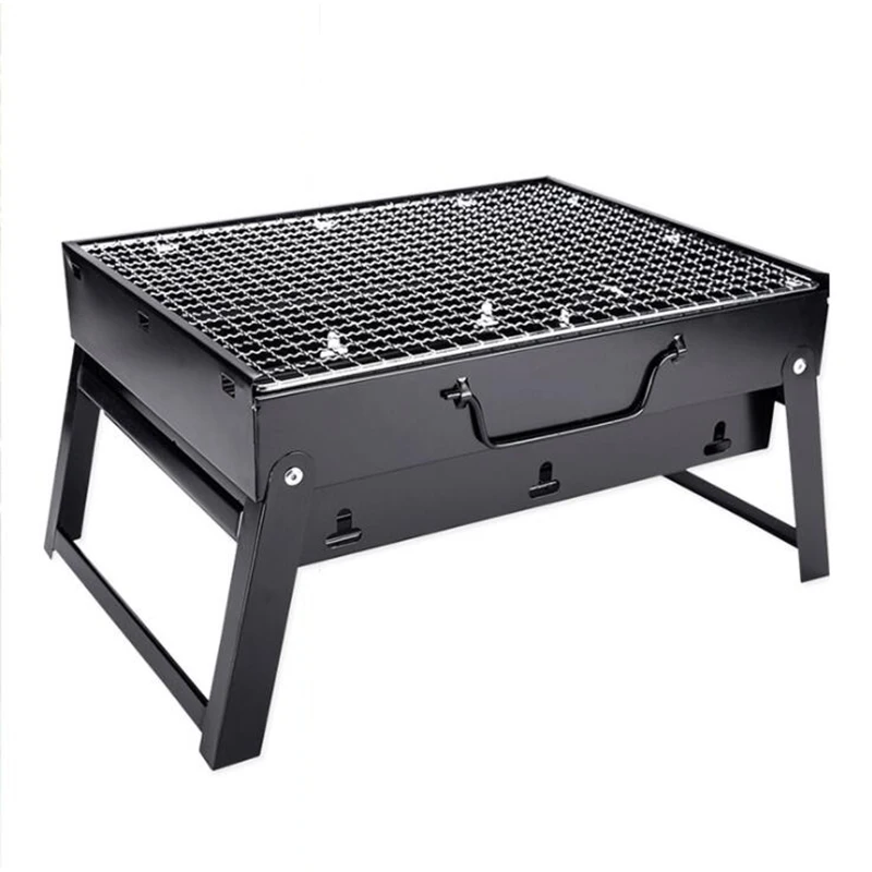 Portable Charcoal BBQ Grill Folding Kabob Grill Premium Iron Camping Grill for Outdoor Cooking Camping Hiking Picnics Garden