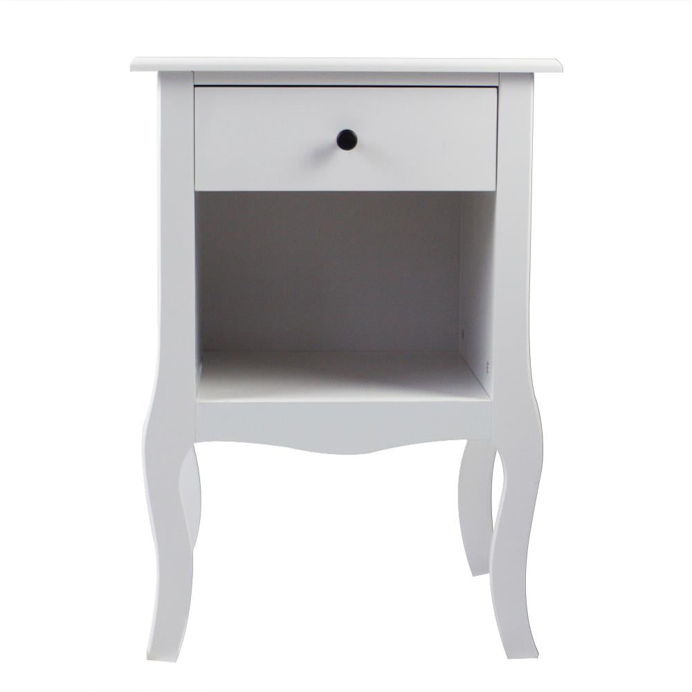 UBesGoo Nightstand, Night Table with 1 Drawer and 1 Open Shelf, Bedside Table, Wooden End Table, White