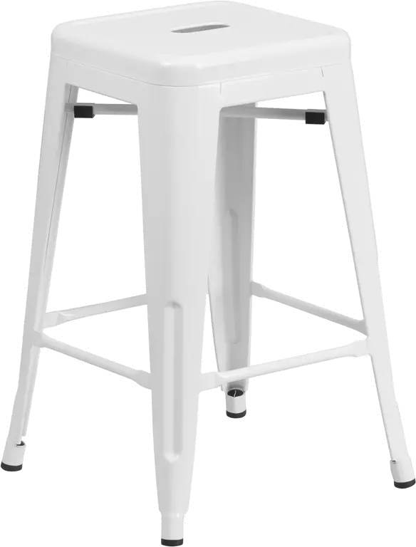 White Metal Stackable Counter Height Stool