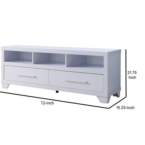 72 Inch Modern TV Entertainment Console with 2 Drawers and 3 Shelves， White